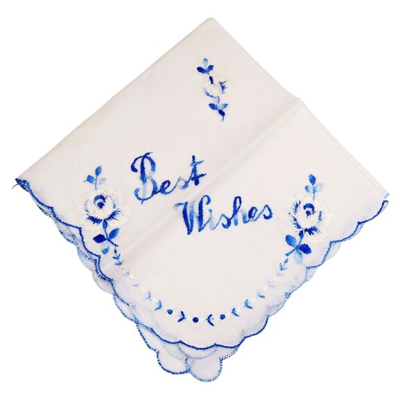 1940s Hand Embroidered Hankie Lot of 3 - Floral, Holiday, Sentiment - Picture 2 of 7